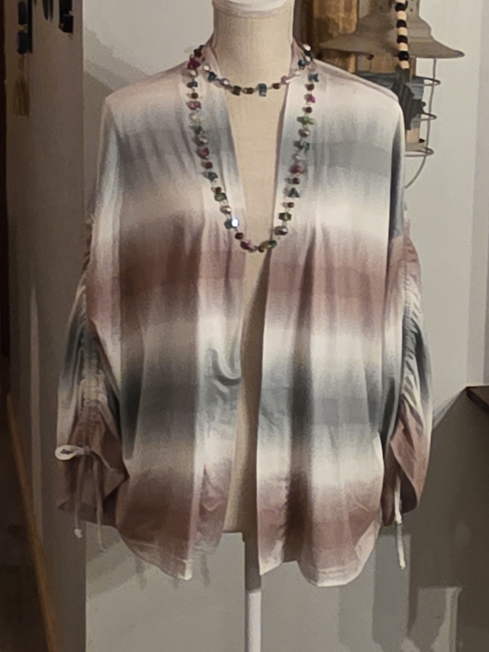 Women’s Ombre Open-Front Kimono Cardigan - Pink, Gray, Cream